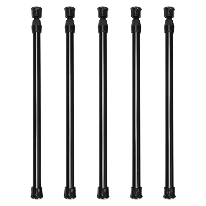Paquete de barras de armario de tensión, varilla de cortina de resorte para proyectos de bricolaje, ancho extensible, 11,81 a 20 pulgadas (negro), 5 paquetes - 1