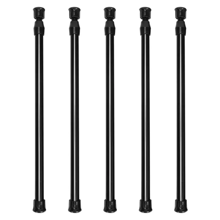 Paquete de barras de armario de tensión, varilla de cortina de resorte para proyectos de bricolaje, ancho extensible, 11,81 a 20 pulgadas (negro), 5 paquetes - 1