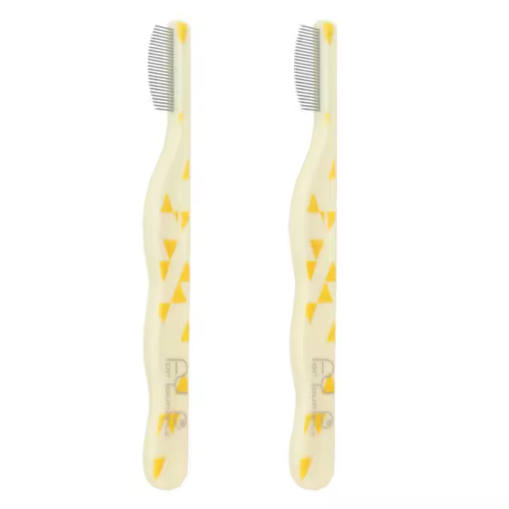 Peine de aseo para perros con paso de dientes finos, peine repelente de insectos duradero de Metal, mango ergonómico, cepillo para mascotas, piojos, 2 uds. - 1