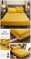 Sábana bajera de felpa de invierno, Sábana elástica doble, colcha cálida, Funda de colchón de Color sólido, Protector de lino de cama (sin funda de almohada) - details 7