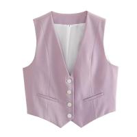 BUNO-Chaleco sin mangas para mujer, chalecos elegantes con cuello en V y una sola botonadura, Tops blancos elegantes - details 6