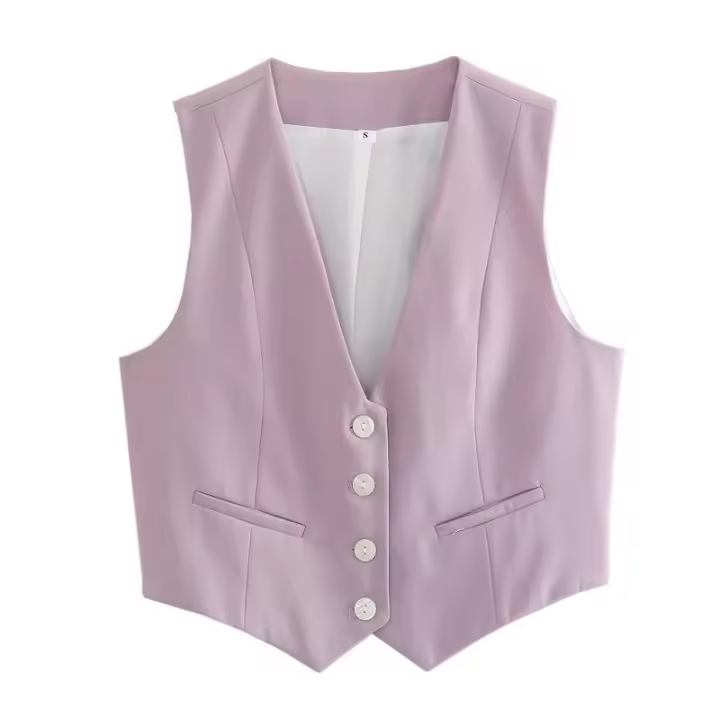 BUNO-Chaleco sin mangas para mujer, chalecos elegantes con cuello en V y una sola botonadura, Tops blancos elegantes - 1