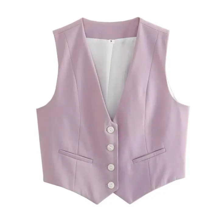 BUNO-Chaleco sin mangas para mujer, chalecos elegantes con cuello en V y una sola botonadura, Tops blancos elegantes - 1