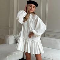 Elegante Vestido de Cintura Mini Blanco Mangas de Farol con Volantes Estilo Vintage 2025 - details 20