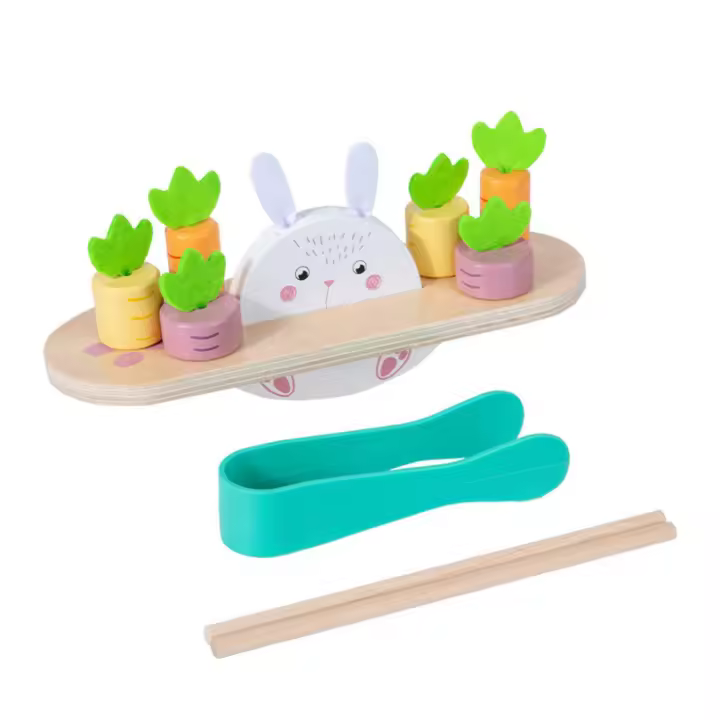 Juego de equilibrio de rábano Conejo, juguetes sensoriales para niños pequeños, bloque de equilibrio de peso - 1