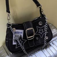 Bolsa de axilas de mezclilla estrella nueva tendencia de moda diseño de nicho bolsa de media luna bolso de lona bolsa de cadena - details 2
