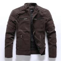 Chaqueta de Cuero Deslavada para Hombres 2025 Ligera, Moda Europea y Americana, Con Capas de Vellón - details 2