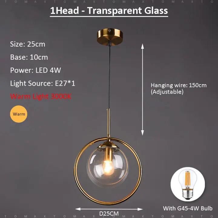 TOMAXIN-Lámpara de araña de cristal LED, luz colgante minimalista nórdica para comedor, dormitorio, redonda, 25CM - 1