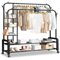 ,Burro ropa con ruedas,Perchero burro ropa resistente,Burro ropa con 4 capas de almacenamiento(negro) - details 0
