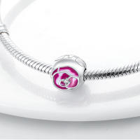 Dijes de la serie Floral en plata de ley 100% auténtica para mujer, joyería fina, pulsera y brazaletes de cumpleaños, material: metal principal - details 12