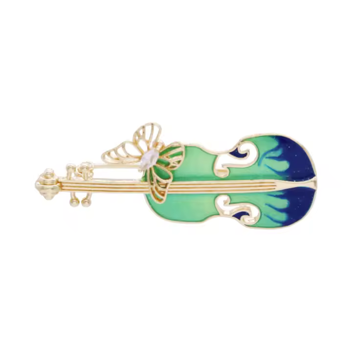 Joyas Her Lab Broche de Violín de Esmalta Vintage de Mariposa Accesorio de Traje Estilo Nacional para Mujeres Pin de Chaqueta Abrigo - 1