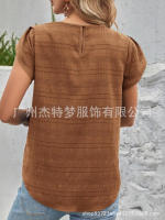 Moda mujer Primavera Verano nueva pétalo redondo elegante rt manga Top - details 30