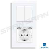SRAN-enchufe eléctrico de pared e interruptor de luz, cubierta de toma de corriente estándar de la UE, Panel de vidrio templado - details 0