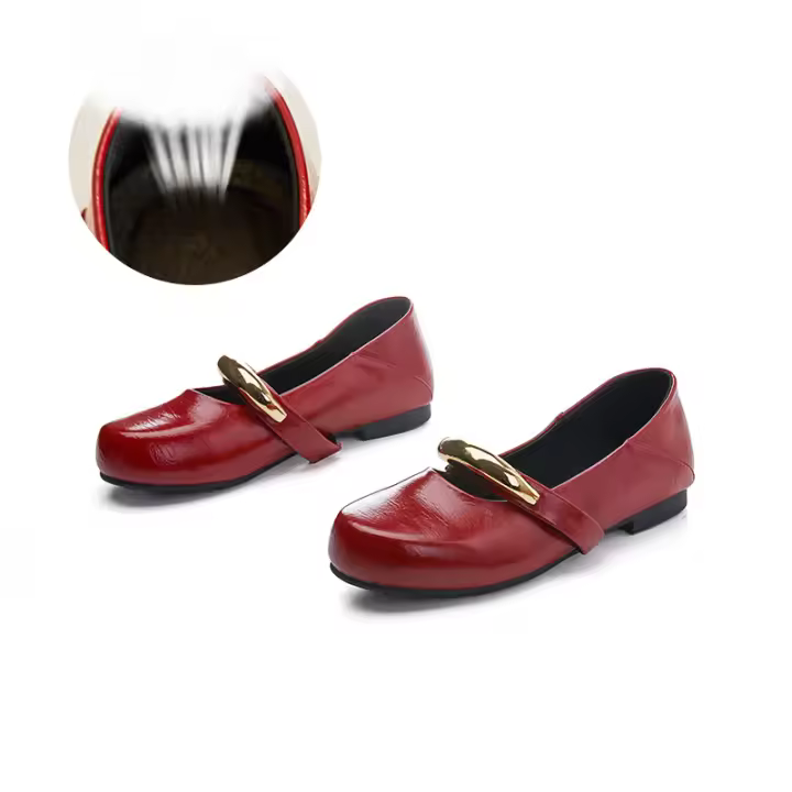 Zapatos Mary Jane de cuero, nuevos zapatos planos con correa de metal, solo zapatos de mujer, temperamento retro, zapatos casuales de mujer - 1
