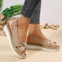 Sandalias de Mujer de Moda con Punta Abierta y Cuña 2023 Ligero Plataforma Gladiator Talla Grande Anti Deslizamiento Sandalias de Playa para Verano - details 6