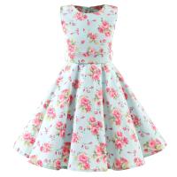 Vestido retro para niña, vestido vintage de princesa de verano sin mangas con lunares de algodón ligero y romántico floral de los años 50 para fiesta y boda Daliy - details 26