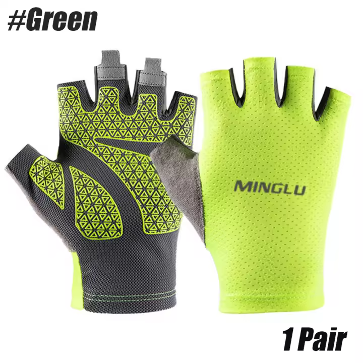 Guantes de Ciclismo de medio dedo acolchados, ligeros, transpirables, antideslizantes, amortiguadores, 1 par - 1