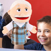 Marionetas de mano de felpa suave para miembros de la familia, estilo, abuelos, abuelo, profesores, padres - details 3