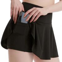 Falda de Golf de tenis para mujer con bolsillos Color sólido plisado falso dos vestido de Yoga falda atlética transpirable para chica falda deportiva de entrenamiento - details 4
