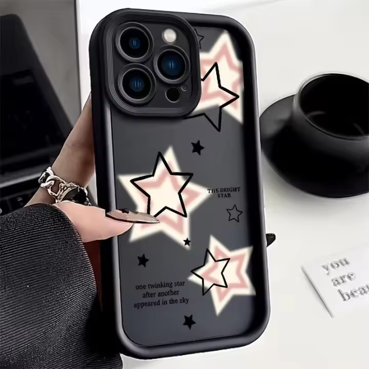 Funda de Silicona Suave con Estrellas Rosa para Xiaomi Redmi Note Adecuada para Series Pro Plus 4G 5G 12S 11S 10S 10 Pro 12C 13C - 1