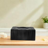 Caja de pañuelos minimalista duradera, caja de pañuelos de plástico impermeable, contenedor de pañuelos blanco y negro a prueba de polvo para dormitorio - details 4