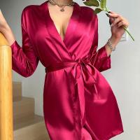 Pijamas de verano para mujer, estilo europeo y americano, delantal de gasa, albornoz sexy, vestido tejido a mano de seda helada. - details 14