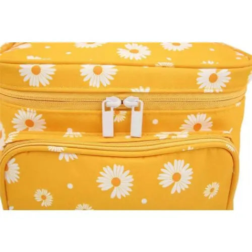 Neceseres de maquillaje para mujer Neceseres grandes con soporte para brochas Neceser de maquillaje de viaje, Naranja Margarita - 1