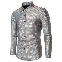 Camisa à manches longues pour hommes, modo nouvelle, estampage à chaud, Diseño personnalisé en diamant, chemises décontractées, boîte de noche, fiesta, vacaciones - details 2