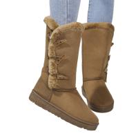 Botas de nieve para mujer, zapatos planos para exteriores, botas cortas cálidas, otoño e invierno - details 0