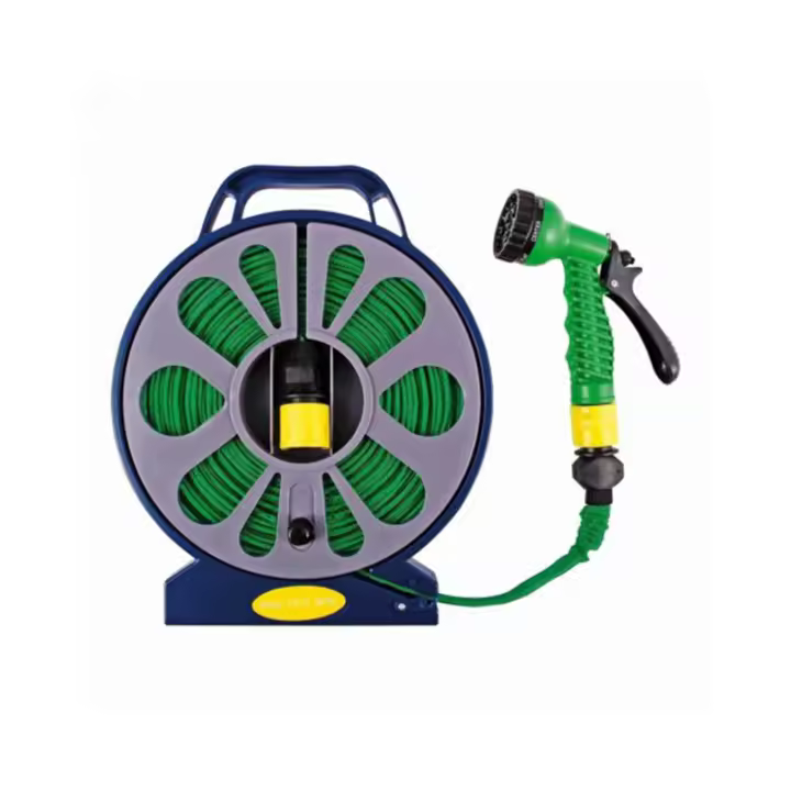 Boquilla de pistola de pulverización de tubería de manguera giratoria plana de 50 pies con soporte, PISTOLA DE PULVERIZACIÓN de flores de riego de jardín, pistola de agua de lavado de automóviles de alta presión - 1