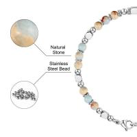 Pulsera Ajustable de Cuentas Naturales Turquesa y Amatista con Abalorios de Acero Inoxidable - details 10