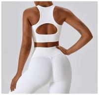 Conjunto de yoga sin costuras para mujer, yoga para mujer, sujetador deportivo acanalado, body de gimnasio, tres piezas de ropa deportiva, 1/2 pieza. - details 43