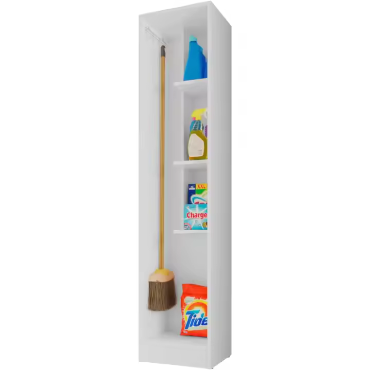 Armario hogar escobero Multiusos en Color Blanco (Alto 170 cm/Largo 35 cm/Fondo 32 cm) - 1