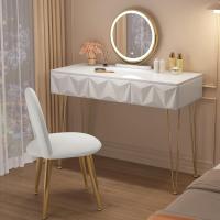 Tocador de Maquillaje con Espejo y Luz LED Iluminación Ajustable Conjunto de Mesa Tocador con Silla Terciopelo Blanco + Dorado - details 18