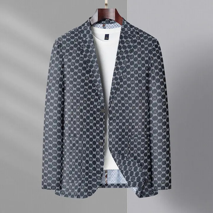 Traje de hombre a la moda, chaqueta de traje de alta gama para ocio y negocios sin costuras, seda de hielo ligera, primavera y verano, 2025 - 1