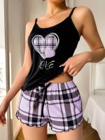 Pantalones cortos sexys con tirantes para mujer, estilo europeo y americano, pijamas finos con estampado de seda de leche, conjunto de dos piezas para el hogar, verano - details 6