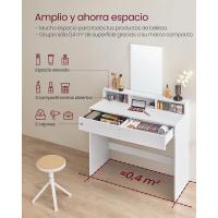 Mesa de Maquillaje con Espejo Grande, Gabinete con 2 Cajones y 3 Compartimentos, Estilo Moderno, Blanco - details 19