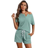 Primavera Y Verano En Europa Y Estados Unidos Ropa De Casa De Mujer, Conjunto De Pijama, Jacquard De Punto Pantalones Cortos De Manga Corta Traje De Dos Piezas - details 12