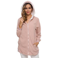 Suéter de lana con chaqueta de lana de cordero con capucha y cremallera para mujer - details 7