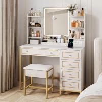 Espejo HD con Luces LED Ajustables Moderno, Blanco-Dorado, 5 Cajones y 10 Compartimentos, Enchufable y USB - details 15
