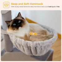 PAWZ Road Árbol para gatos 2 en 1 con poste rascador de Sisal, hamaca, condominio para gatos grande, casa tipo torre para gatos pequeños, tablero rascador para gatos de interior, juguetes para gatos - details 6