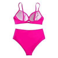 Conjunto de Bikini Sexy de dos piezas para mujer, ropa de playa Unicolor con realce, Tr de verano, Bikini Triangular, baño Ba de cintura, 2024 - details 36