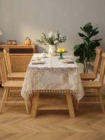 Mantel con borla de pájaro y Ense campestre, beige, para salón, cocina, mesa de comedor, mesa de centro - details 13