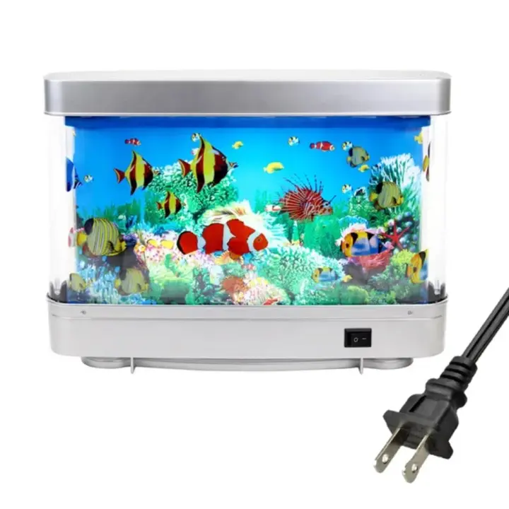 Lámpara de simulación dinámica de océano Virtual para peces ornamentales, impermeable con interruptor, lámpara de tanque de peces Artificial, plástico lindo - 1