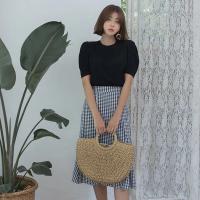 Bolsos de paja con forma de luna para mujer, bolso de mimbre tejido Vintage hecho a mano, ideal para playa, Verano - details 11