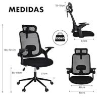 Silla de Oficina Ergonómica con Ruedas Altura Ajustable, Resalones Ajustables, Soporte Lumbar, Respaldo de Malla Transpirable para Hogar o Trabajo - details 5