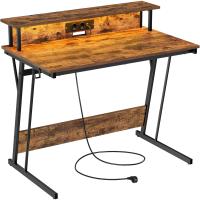 Escritorio de Juegos con Luces LED y Enchufes Mesa de Oficina Dormitorio para 2 Monitores - details 27