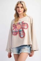 Sudadera Básica de Manga Larga para Mujer Cuello Redondo, Ajuste Suelto, Estilo Floral, Adecuada para Jóvenes - details 12