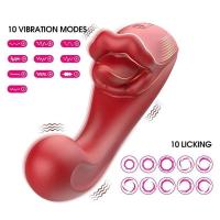 Empaque privado Vibrador Sexy 2 en 1 de Doble Estimulación para Clítoris Femenino Potente con Lengua para Clítoris y Punto G, Juguetes Sexuales Vibrantes para Adultos - details 2