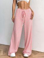 Pantalones de Algodón con Rayas para Mujer Cintura Elástica, Talla Única, Novedad de Otoño - details 2